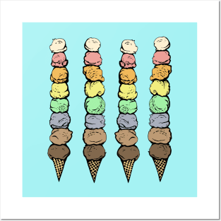 Giant Rainbow Ice Cream Cones Posters and Art